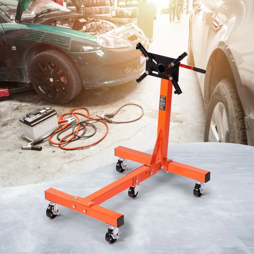 VEVOR Engine Stand, 1500LBS Rotating Engine Stand with 360 Degree Adjustable Head, Folding Steel Engine Block Stand, 5-Caster, 4 Adjustable Arms, for Vehicle Maintenance