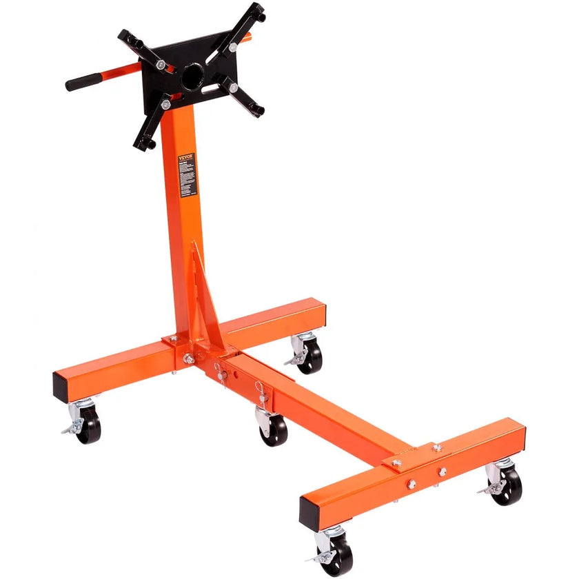 VEVOR Engine Stand, 1500LBS Rotating Engine Stand with 360 Degree Adjustable Head, Folding Steel Engine Block Stand, 5-Caster, 4 Adjustable Arms, for Vehicle Maintenance