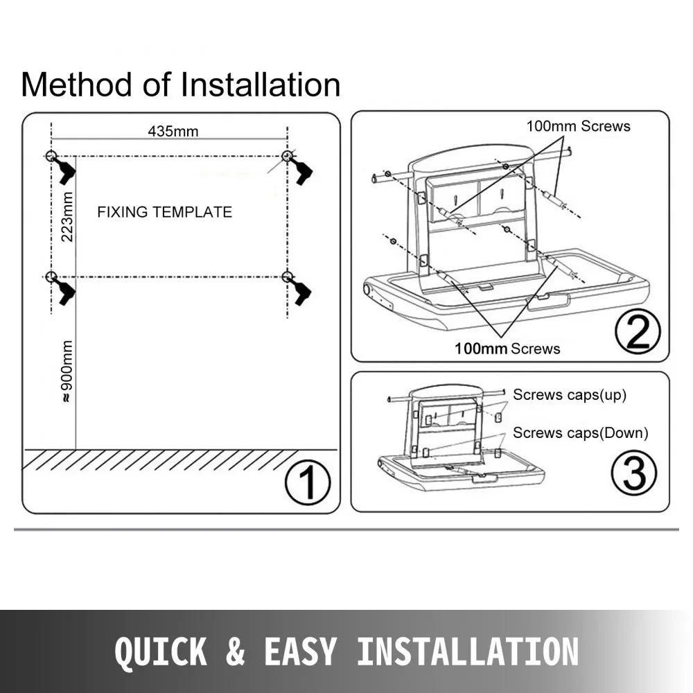 VEVOR Horizontal Baby Changing Table Wall-mounted Baby Diaper Changing Station Vertical Fold Down Baby Changing Table
