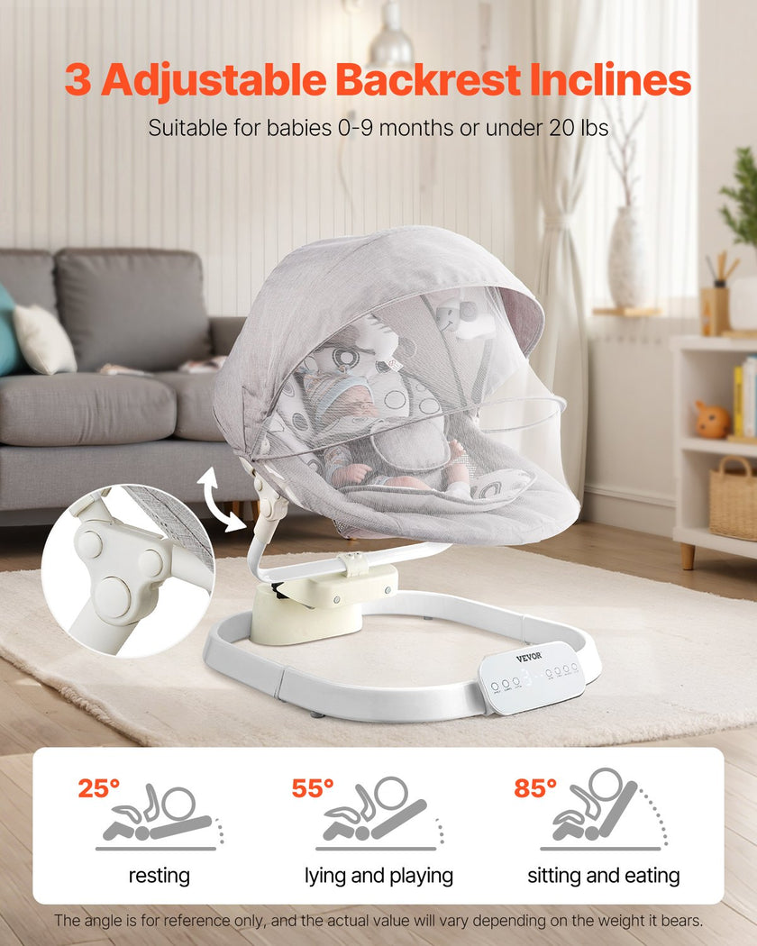 VEVOR Baby Swing for Infants 3 Speeds 3 Seat Positions Remote Control Bluetooth
