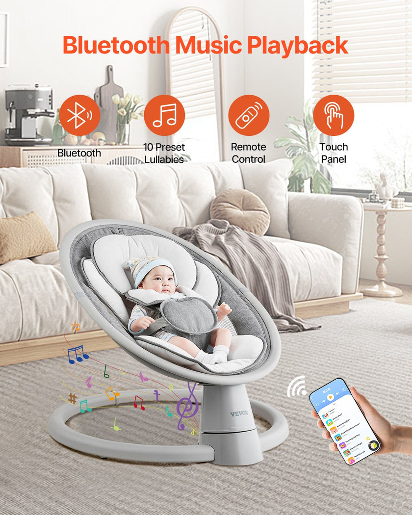 VEVOR Baby Swing for Infants 5 Speeds Remote Control Bluetooth Lullabies Cushion