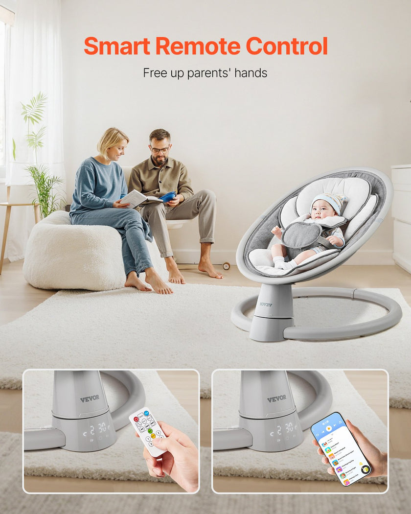 VEVOR Baby Swing for Infants 5 Speeds Remote Control Bluetooth Lullabies Cushion
