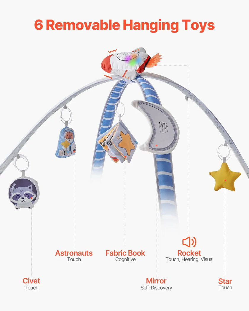 VEVOR Baby Play Gym Mat Tummy Time Activity Mat with 6 Sensory Toy 35.0