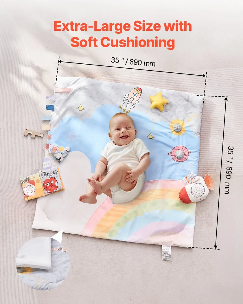 VEVOR Baby Play Gym Mat Tummy Time Activity Mat with 6 Sensory Toy 35.0