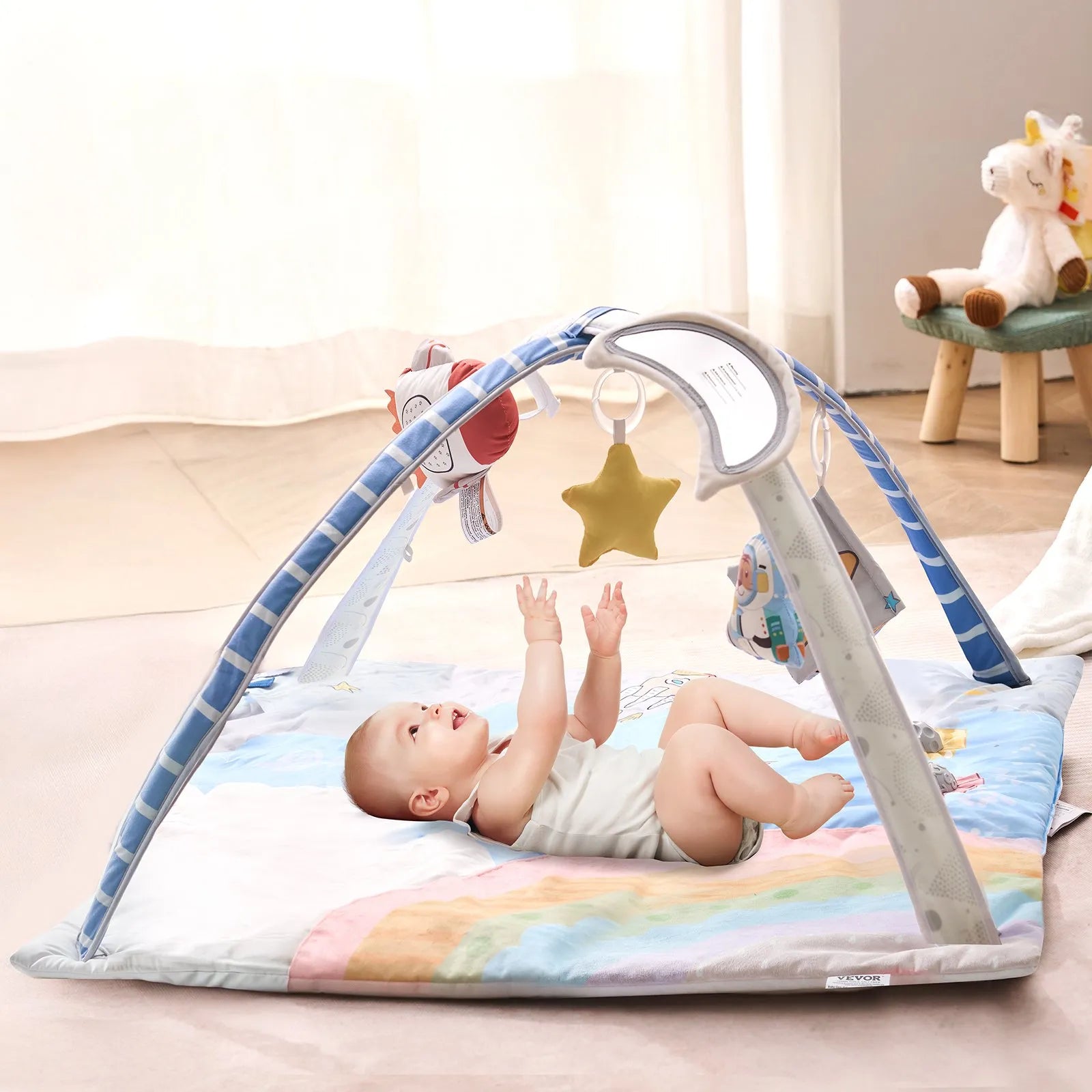 VEVOR Baby Play Gym Mat Tummy Time Activity Mat with 6 Sensory Toy 35.0