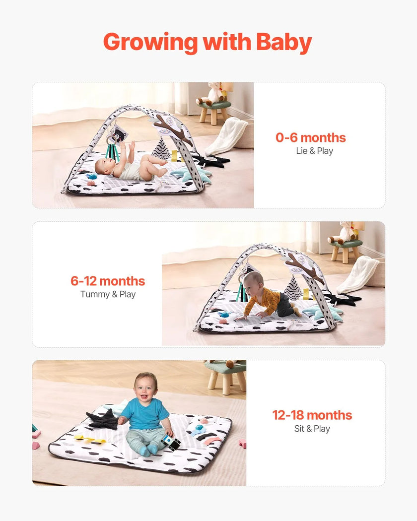 VEVOR Baby Play Gym Mat Tummy Time Activity Mat with 6 Sensory Toy 34.4