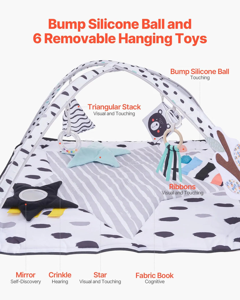 VEVOR Baby Play Gym Mat Tummy Time Activity Mat with 6 Sensory Toy 34.4