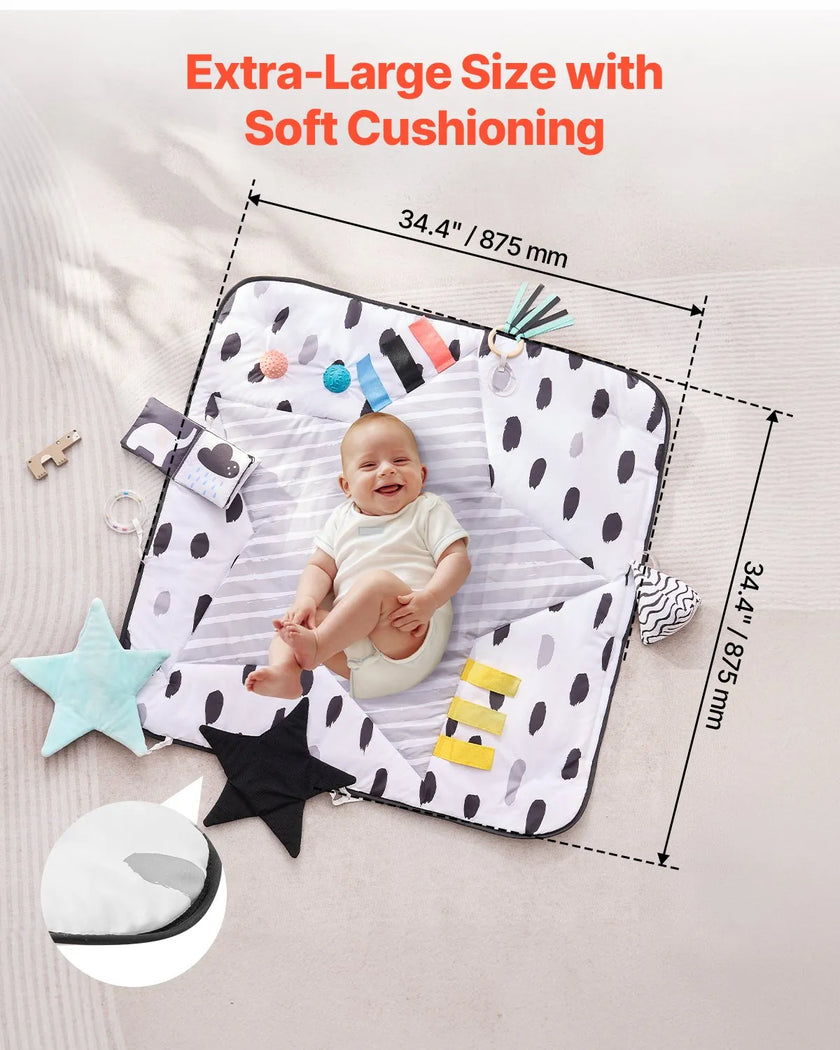 VEVOR Baby Play Gym Mat Tummy Time Activity Mat with 6 Sensory Toy 34.4