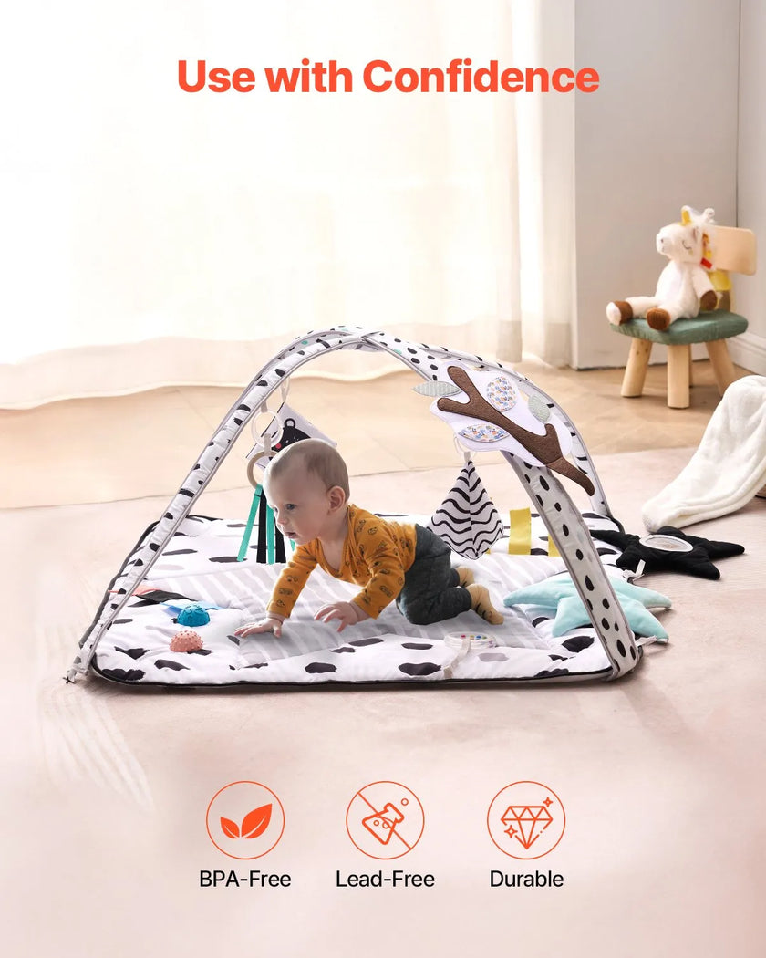 VEVOR Baby Play Gym Mat Tummy Time Activity Mat with 6 Sensory Toy 34.4
