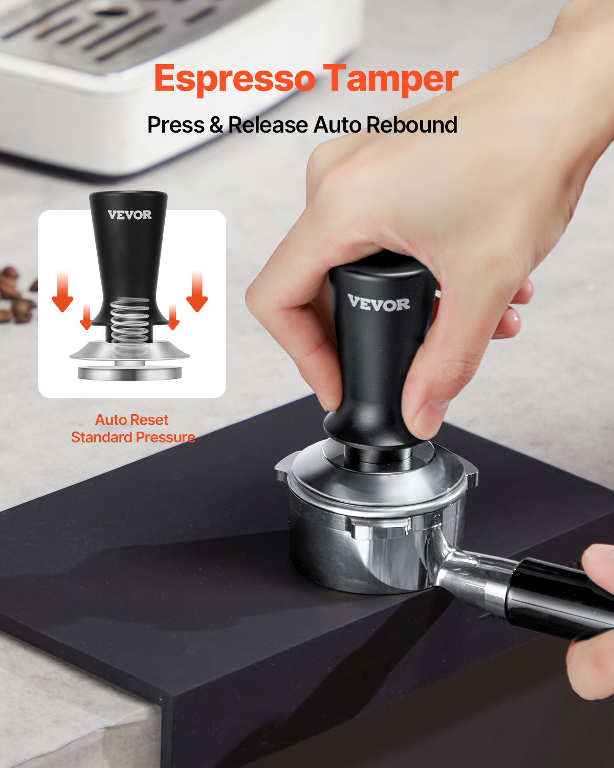 VEVOR 58mm Espresso Tamper Stainless Steel Coffee Tamper with Spring