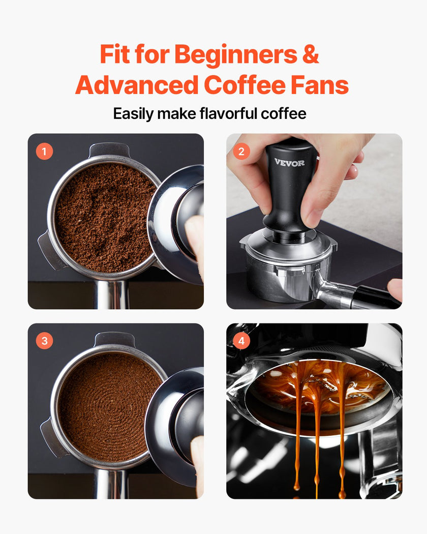 VEVOR 58mm Espresso Tamper Stainless Steel Coffee Tamper with Spring