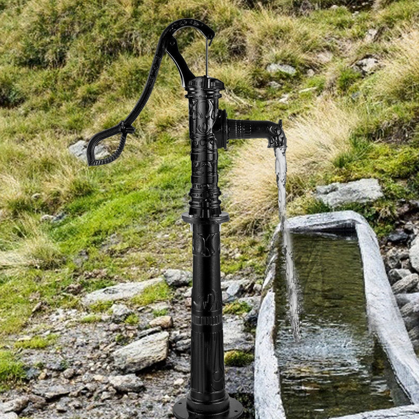 VEVOR Hand Water Pump w/ Stand, 15.7 x 9.4 x 53.1 inch Pitcher Pump & 26 inch Pump Stand w/ Pre-set 1/2