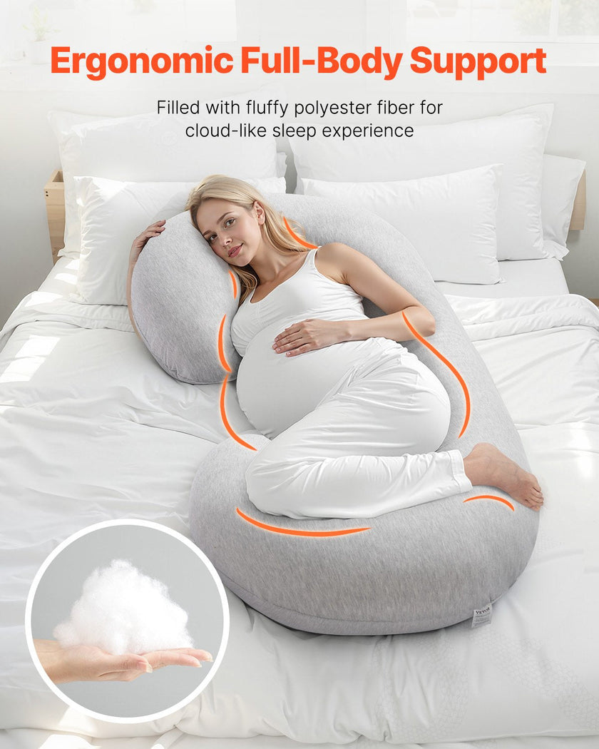 VEVOR Pregnancy Pillow C-Shaped Full Body Maternity Pillow Soft and Breathable