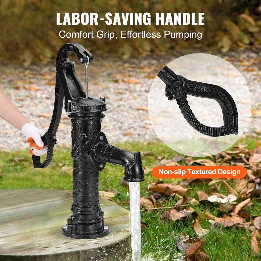 VEVOR Antique Well Hand Pitcher Pump, 22 ft Maximum Lift, Cast Iron Manual Hand Water Pump with Ergonomic Handle G1-5/8