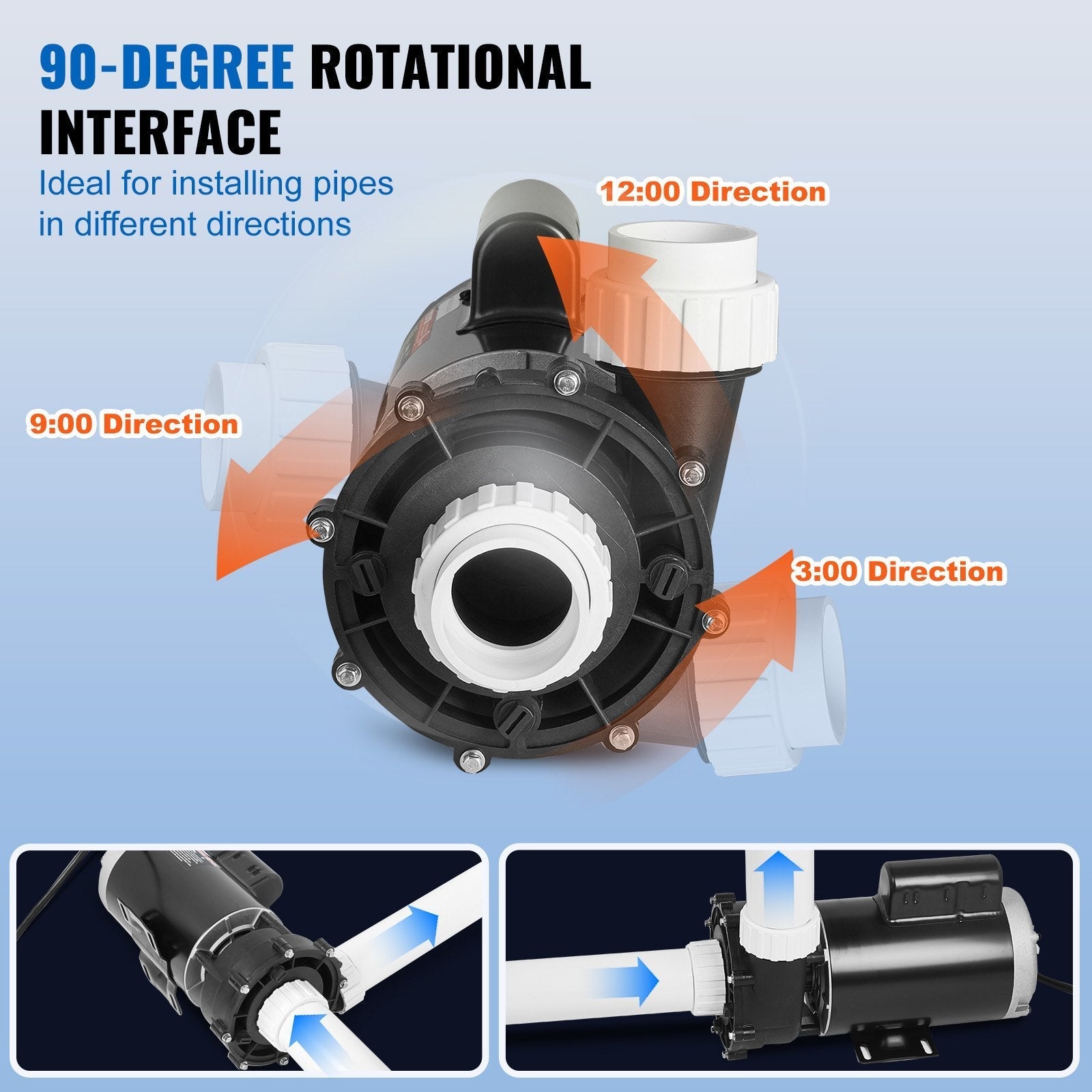 VEVOR 2 Speed SPA Pump, 56-Frame, AC 220-240V Hot Tub SPA Pump, 4HP/210GPM/65.61ft High Speed or 0.7HP/103GPM/16.07ft Low Speed, 2
