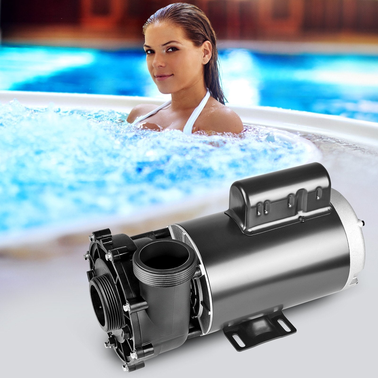 VEVOR 2 Speed SPA Pump, 56-Frame, AC 220-240V Hot Tub SPA Pump, 4HP/210GPM/65.61ft High Speed or 0.7HP/103GPM/16.07ft Low Speed, 2