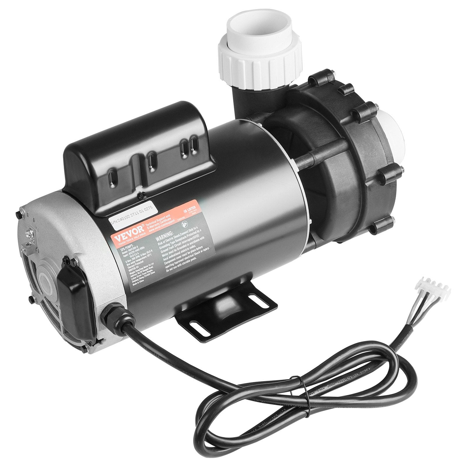 VEVOR 2 Speed SPA Pump, 56-Frame, AC 220-240V Hot Tub SPA Pump, 4HP/210GPM/65.61ft High Speed or 0.7HP/103GPM/16.07ft Low Speed, 2