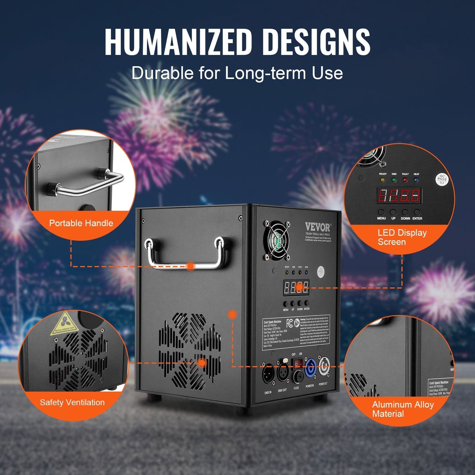 VEVOR Cold Spark Firework Machine 500W 6.6-13ft Stage DJ Wedding Event Party