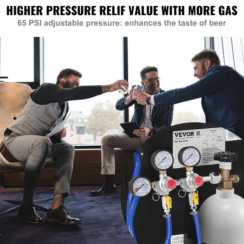 VEVOR Triple Gauge Regulator, CO2 Regulator Gauge with 0-60PSI, Heavy Duty CO2 Gauge Gas System, Draft Beer Regulator with Check Valve, Adjustable Pressure Regulator for Draft Beer Homebrew, CGA320