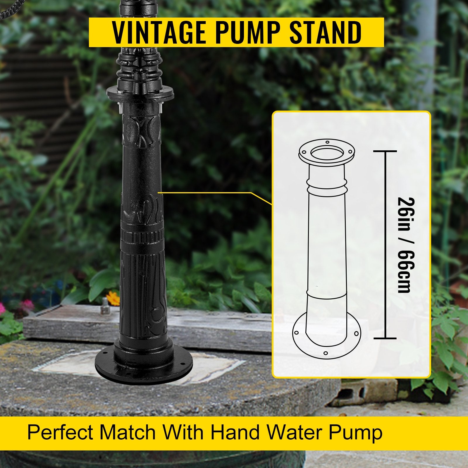 VEVOR Antique Hand Water Pump Stand Pitcher Pump Stand Cast Iron Well Pump Stand w/Pre-set 0.5