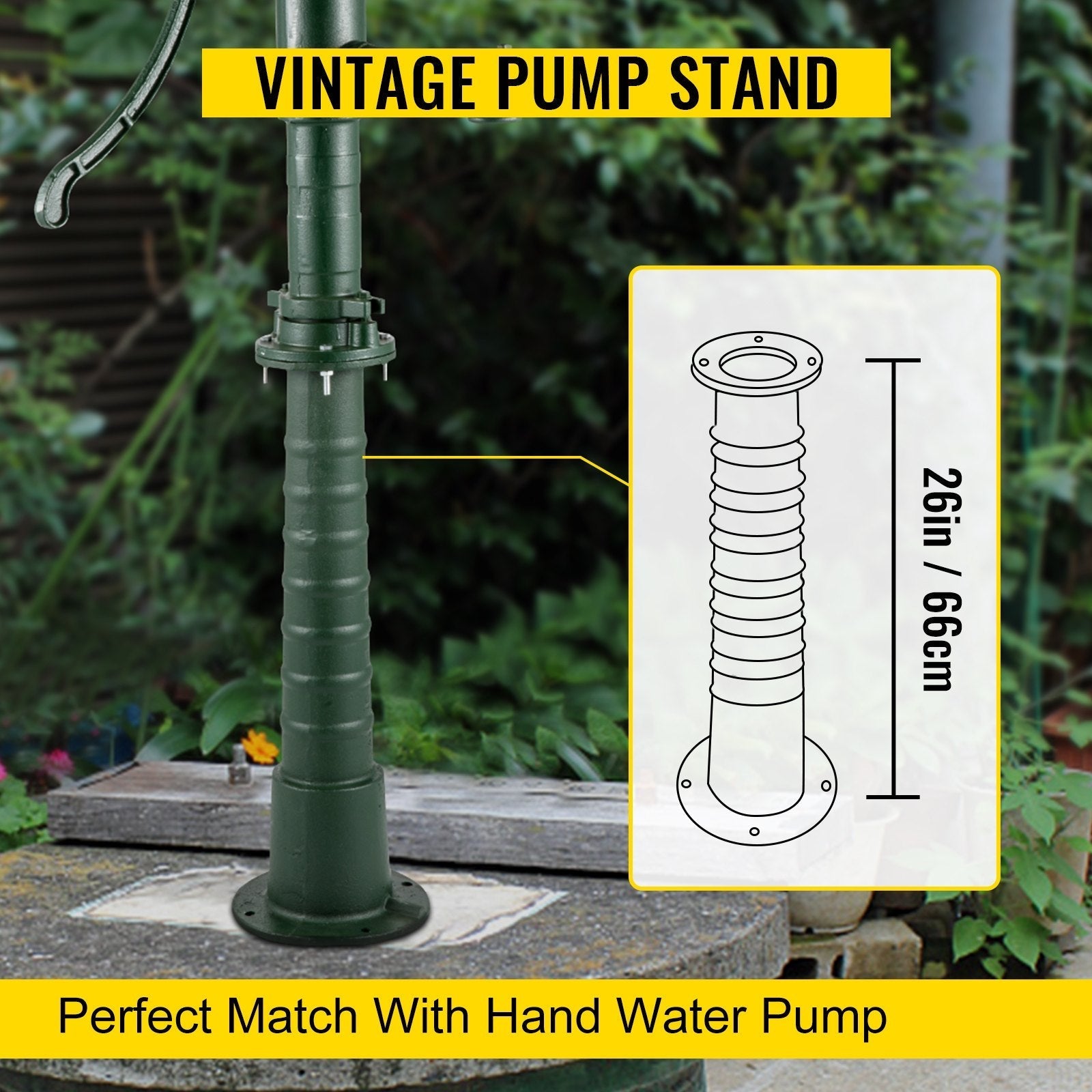VEVOR Antique Hand Water Pump Stand Pitcher Pump Stand Cast Iron Well Pump Stand w/Pre-set 0.5
