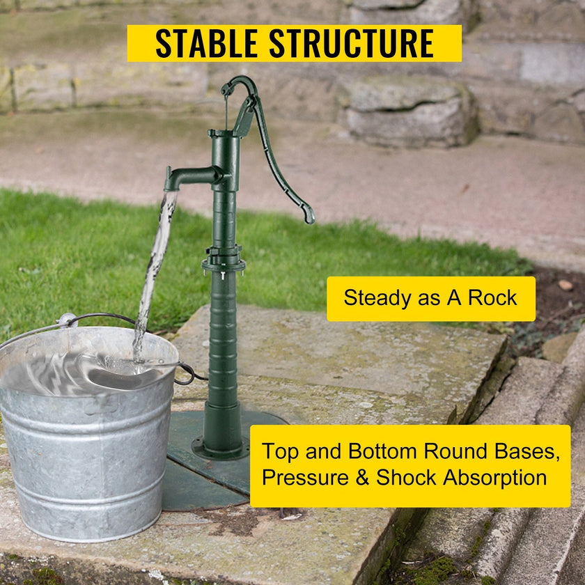 VEVOR Antique Hand Water Pump Stand Pitcher Pump Stand Cast Iron Well Pump Stand w/Pre-set 0.5