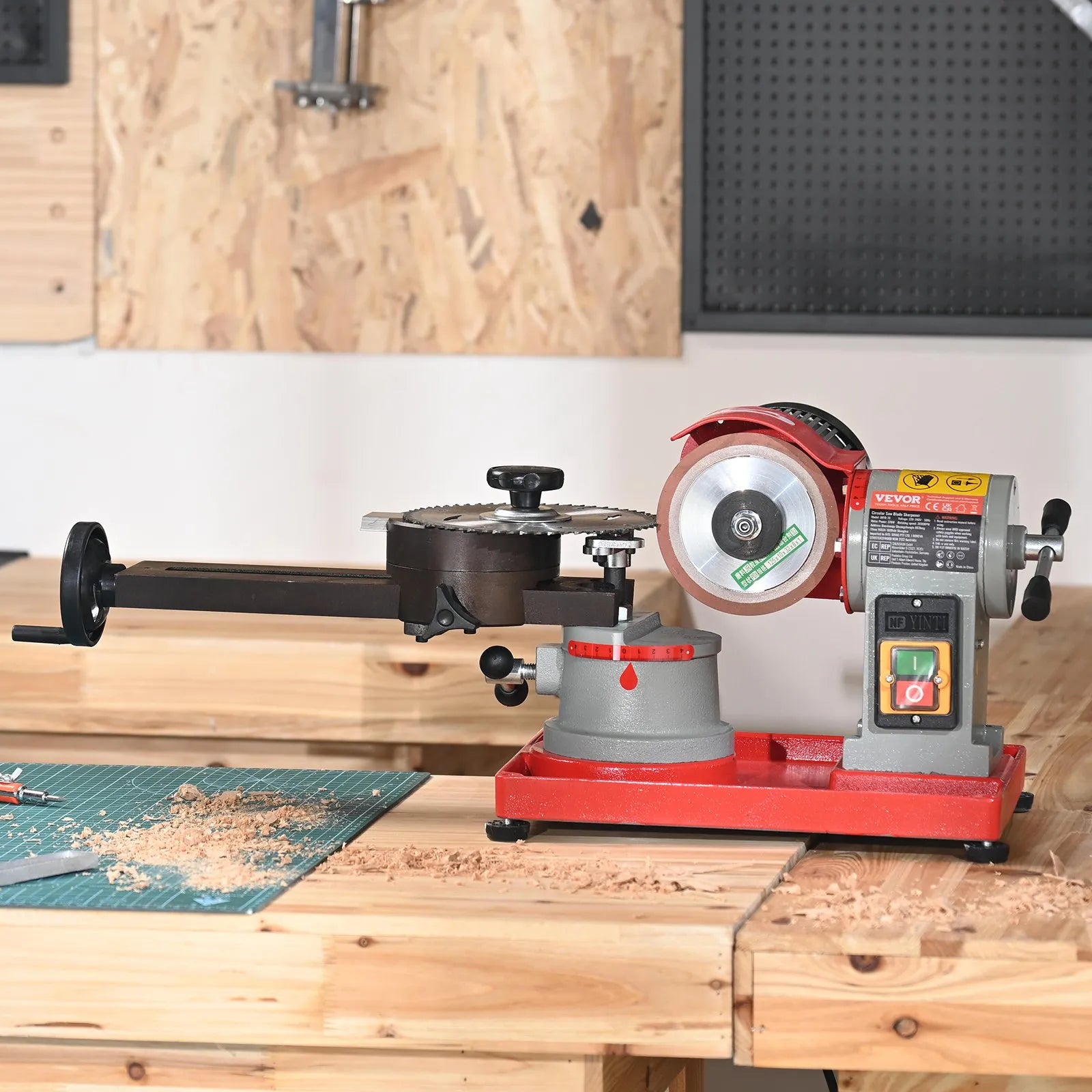 VEVOR Circular Saw Blade Sharpener, 370W Rotary Angle Mill Grinder, 3600RPM Saw Blade Grinding Sharpening Machine with 6 Saw Centerings, 5-inch Grinding Wheel for Carbide Tipped Saw Blades