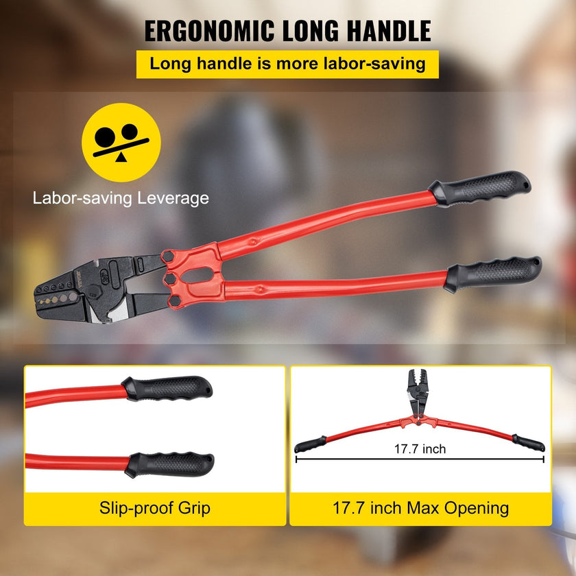 VEVOR Hand Swager Crimper Swaging Tool for Copper Aluminum Oval Sleeves and Stop Sleeves Wire Rope Crimping Tool Propress Swage Tool Long Handle Labor Save (24 Inch)