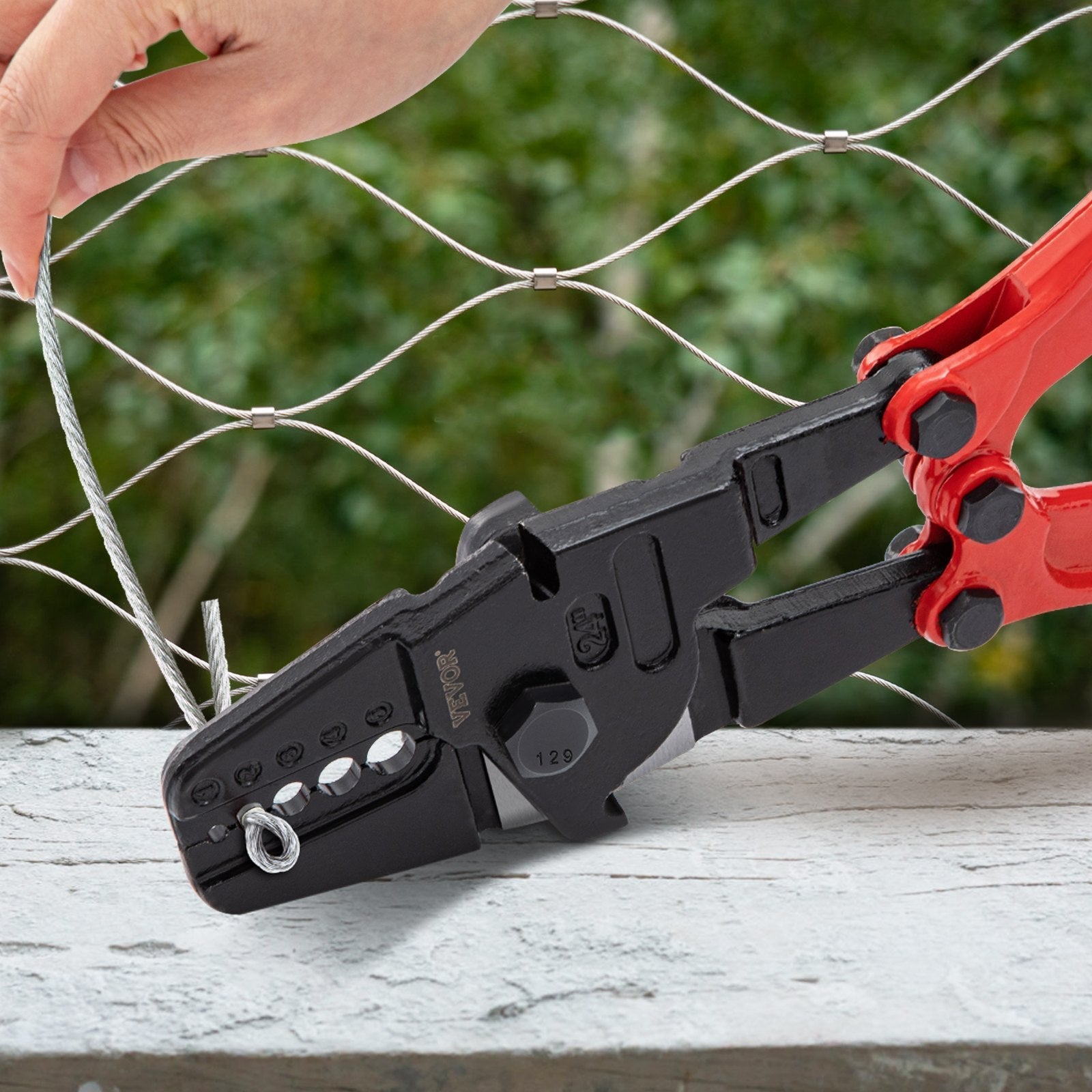 VEVOR Hand Swager Crimper Swaging Tool for Copper Aluminum Oval Sleeves and Stop Sleeves Wire Rope Crimping Tool Propress Swage Tool Long Handle Labor Save (24 Inch)