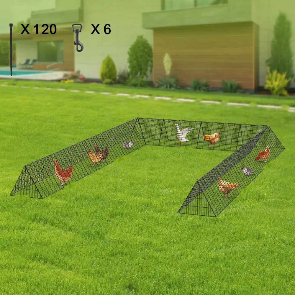 VEVOR Chicken Tunnels, 236.2 x 157.5 x 24.2 inch(LxWxH) Chicken Tunnels for Yard, Portable Chicken Tunnels for Outside with Corner Frames, 2 Sets, Suitable for Chickens, Ducks, Rabbits