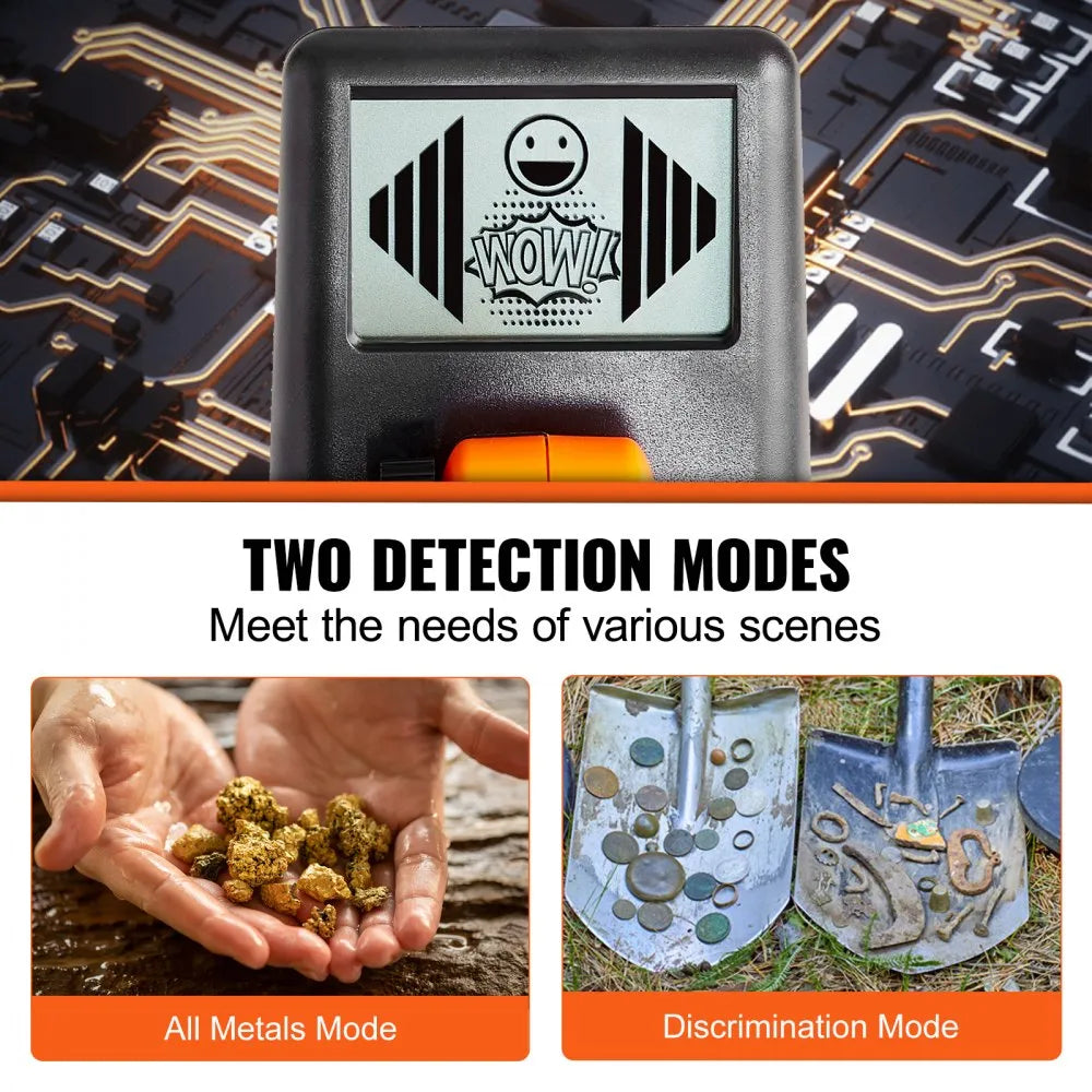 VEVOR Metal Detector for Kids, 6 Inch Waterproof Search Coil with LCD Display, Adjustable 26''-36'' Gold Detector, Lightweight Carbon Fiber Stem for Junior & Youth Detecting Gold Coin Treasure