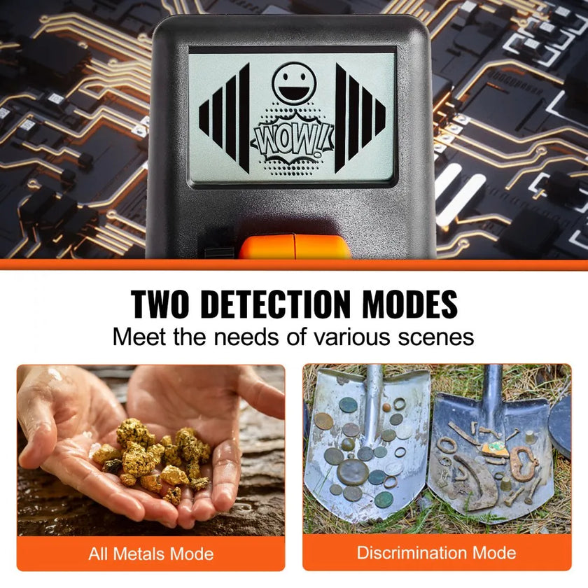 VEVOR Metal Detector for Kids, 6 Inch Waterproof Search Coil with LCD Display, Adjustable 26''-36'' Gold Detector, Lightweight Carbon Fiber Stem for Junior & Youth Detecting Gold Coin Treasure