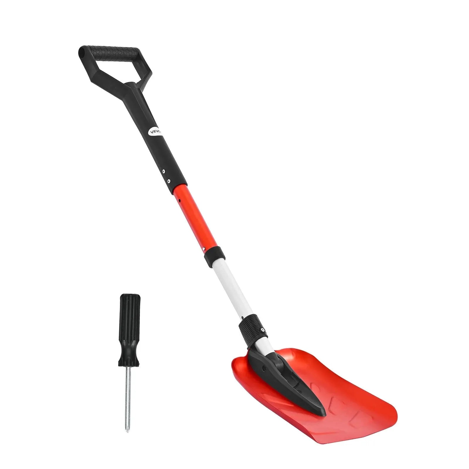 VEVOR Snow Shovel for Driveway, 9 in Foldable Snow Shovel with D-shaped Handle, , 36-40 in Adjustable, Lightweight Aluminum Alloy Snows Removal Tool, Reduce Back Strains for Garden Car Camping
