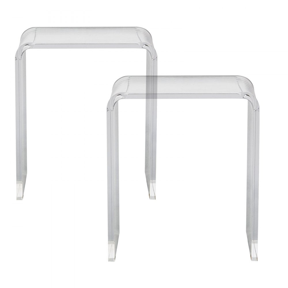 VEVOR Acrylic End Table, 2 pcs C-Shaped Lucite Side Tables, Clear Acrylic Side Table for Drink, Food, Snack used in Living Room, Bedroom, and Study