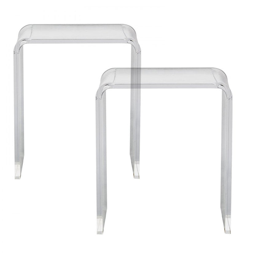 VEVOR Acrylic End Table, 2 pcs C-Shaped Lucite Side Tables, Clear Acrylic Side Table for Drink, Food, Snack used in Living Room, Bedroom, and Study