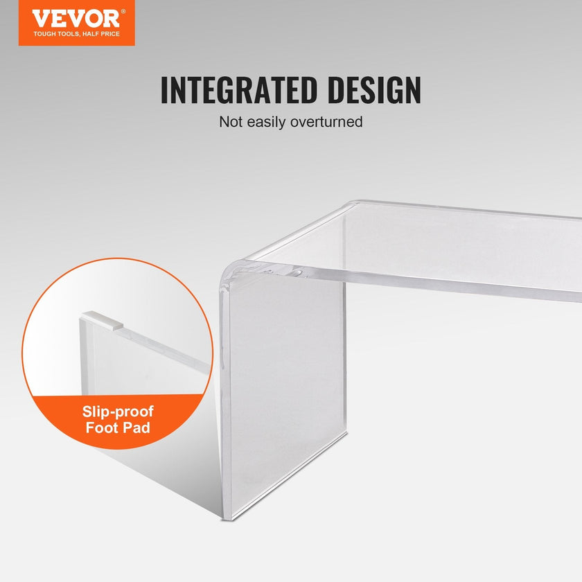 VEVOR Acrylic Coffee Table, C-Shaped Clear Acrylic End Table, 16.3 inch high Transparent Acrylic Side Table, for Coffee, Drink, Food, Snack used in Living Room, Courtyard, Terrace