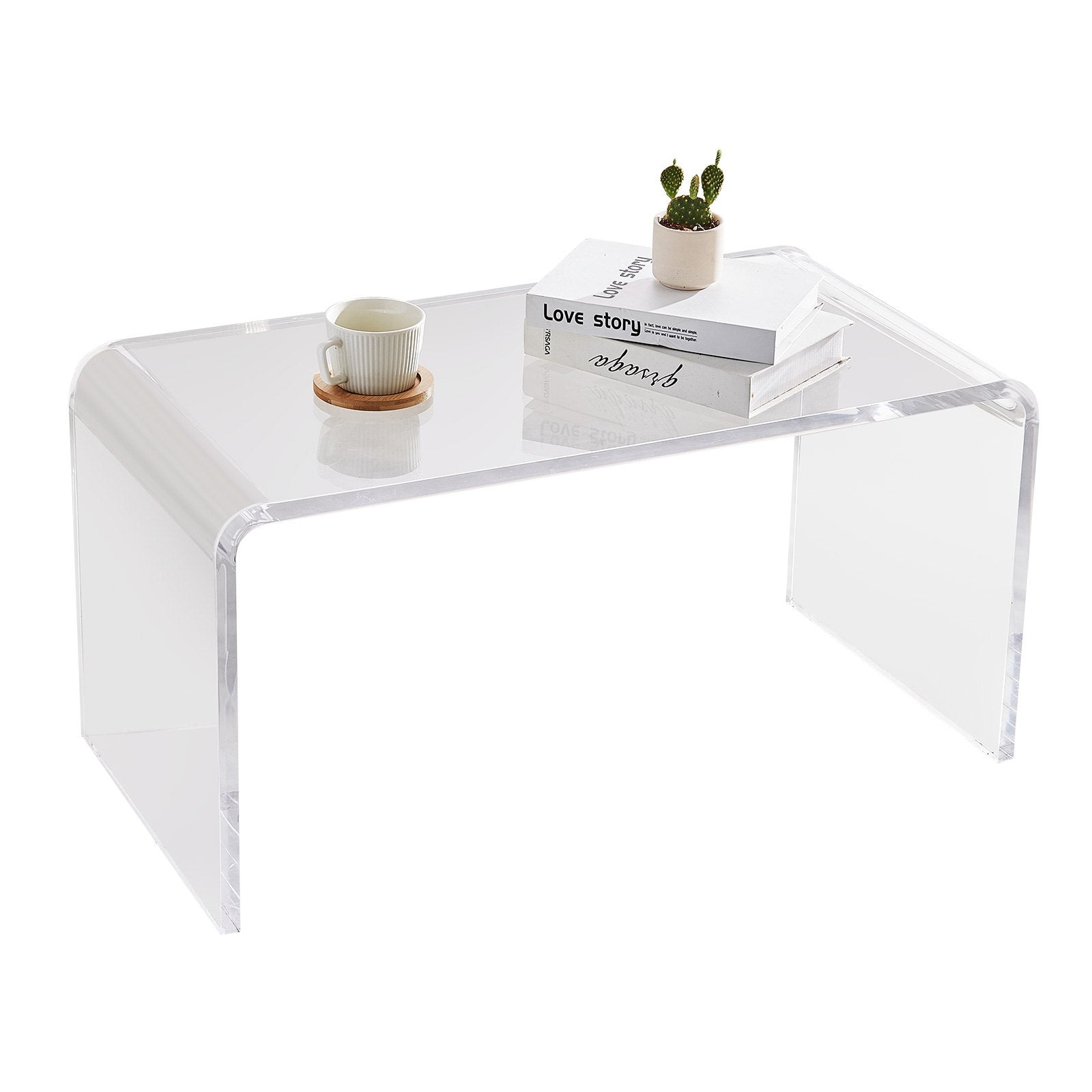VEVOR Acrylic Coffee Table, C-Shaped Clear Acrylic End Table, 16.3 inch high Transparent Acrylic Side Table, for Coffee, Drink, Food, Snack used in Living Room, Courtyard, Terrace