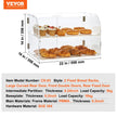 VEVOR Pastry Display Case, 2-Tier Commercial Countertop Bakery Display Case, Acrylic Display Box with Rear Door Access & Removable Shelves, Keep Fresh for Donut Bagels Cake Cookie, 22
