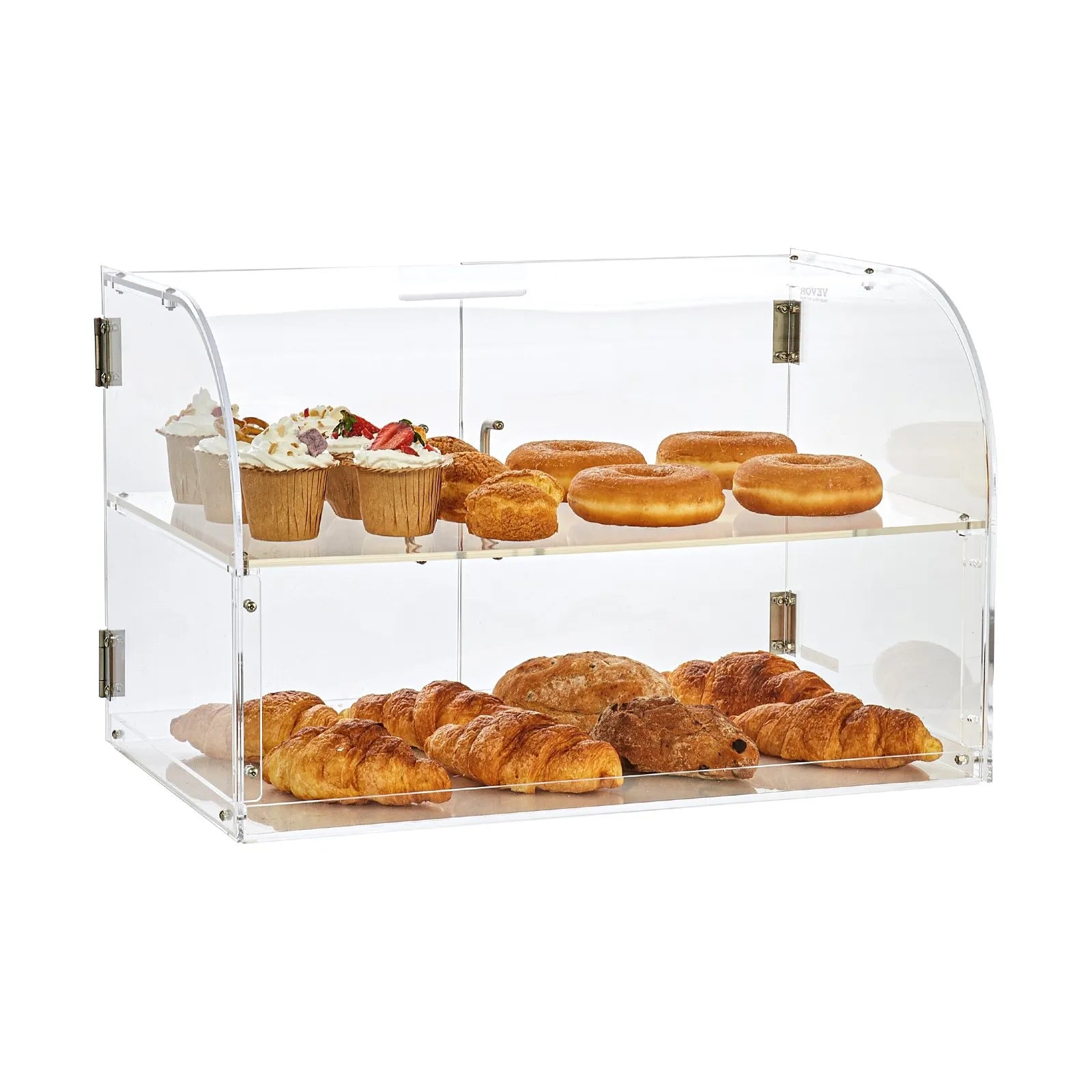 VEVOR Pastry Display Case, 2-Tier Commercial Countertop Bakery Display Case, Acrylic Display Box with Rear Door Access & Removable Shelves, Keep Fresh for Donut Bagels Cake Cookie, 22