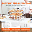 VEVOR Pastry Display Case, 3-Tier Commercial Countertop Bakery Display Case, Acrylic Display Box with Rear Door Access & Removable Shelves, Keep Fresh for Donut Bagels Cake Cookie, 20.7