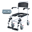 VEVOR Shower Commode Wheelchair with 4 Lockable Wheels, Footrests, Flip-up Arms, 3-Level Adjustable Height, 5L Removable Bucket, 350 LBS Capacity, Commode Chair for Adults Seniors