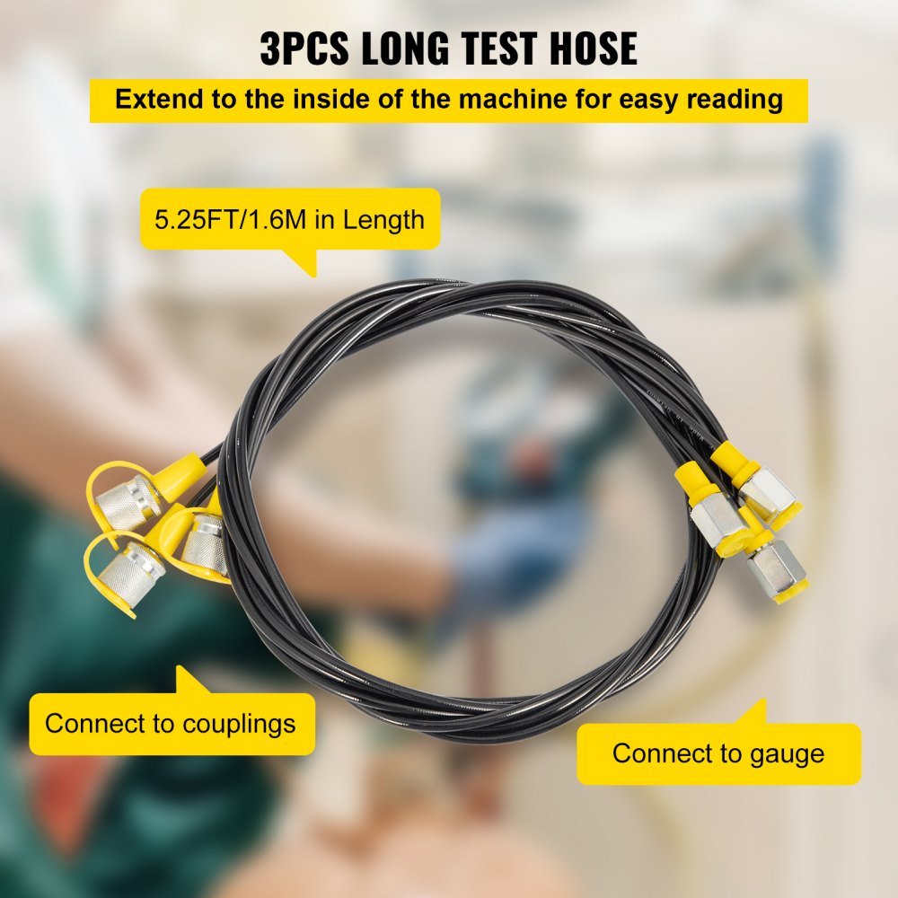 Hydraulic Pressure Gauge Test Kit 9000 Psi Tester No Distortion Construction