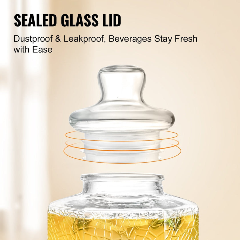 VEVOR Beverage Dispenser, 2.5 Gallon Drink Dispensers for Parties, Glass Juice Dispenser with Stand, Stainless Steel Spigot, Iced Tea Lemonade Juice Water Dispenser, for Restaurants, Hotels, Parties