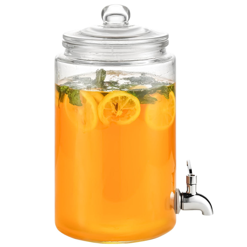VEVOR Beverage Dispenser, 1 Gallon Drink Dispensers for Parties, Glass Juice Dispenser with Stainless Steel Spigot, Iced Tea Lemonade Juice Water Dispenser, for Restaurants, Hotels, Parties