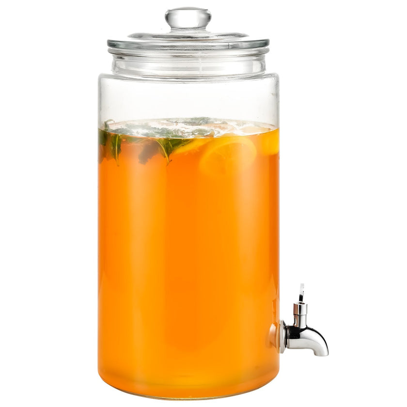 VEVOR Beverage Dispenser, 2 Gallon Drink Dispensers for Parties, Glass Juice Dispenser with Stainless Steel Spigot, Iced Tea Lemonade Juice Water Dispenser, for Restaurants, Hotels, Parties
