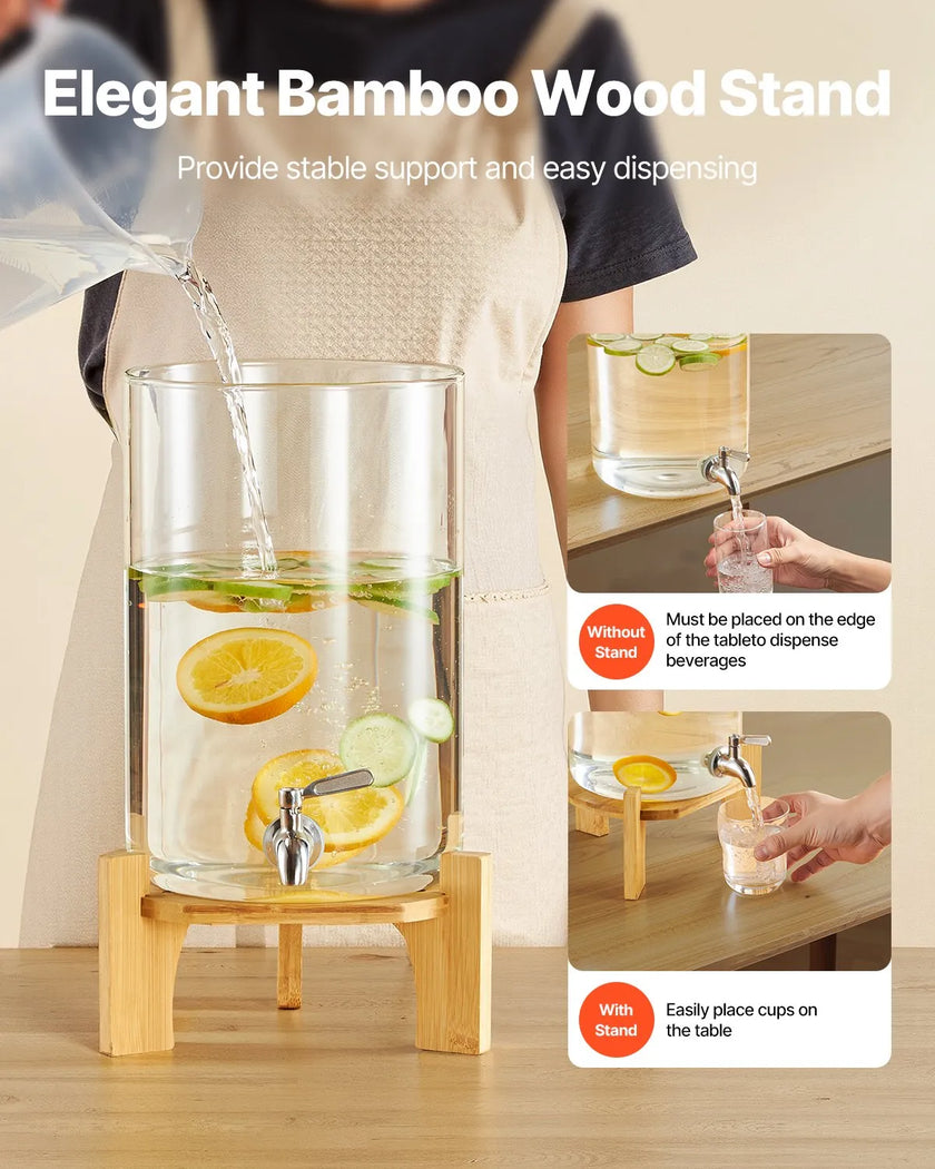 VEVOR Drink Dispenser 2.2 Gal Beverage Dispenser for Parties Glass with Stand