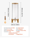 VEVOR Beverage Dispenser, 3.5 Gallon Drink Dispensers for Parties, Glass Juice Dispenser with Wood Stand, Stainless Steel Spigot, Iced Tea Lemonade Juice Water Dispensers for Parties