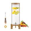 VEVOR Beverage Dispenser, 3.5 Gallon Drink Dispensers for Parties, Glass Juice Dispenser with Wood Stand, Stainless Steel Spigot, Iced Tea Lemonade Juice Water Dispensers for Parties