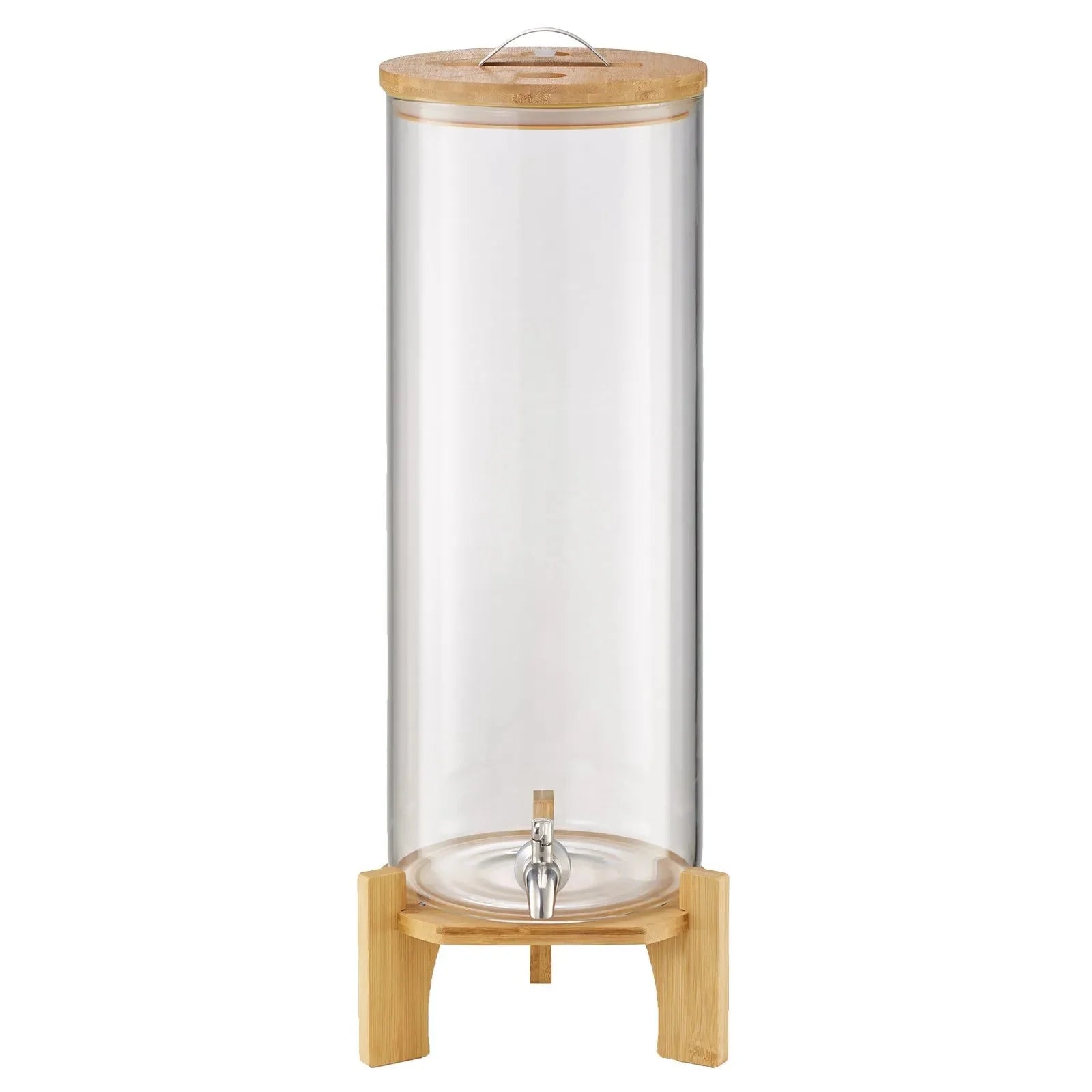 VEVOR Beverage Dispenser, 3.5 Gallon Drink Dispensers for Parties, Glass Juice Dispenser with Wood Stand, Stainless Steel Spigot, Iced Tea Lemonade Juice Water Dispensers for Parties