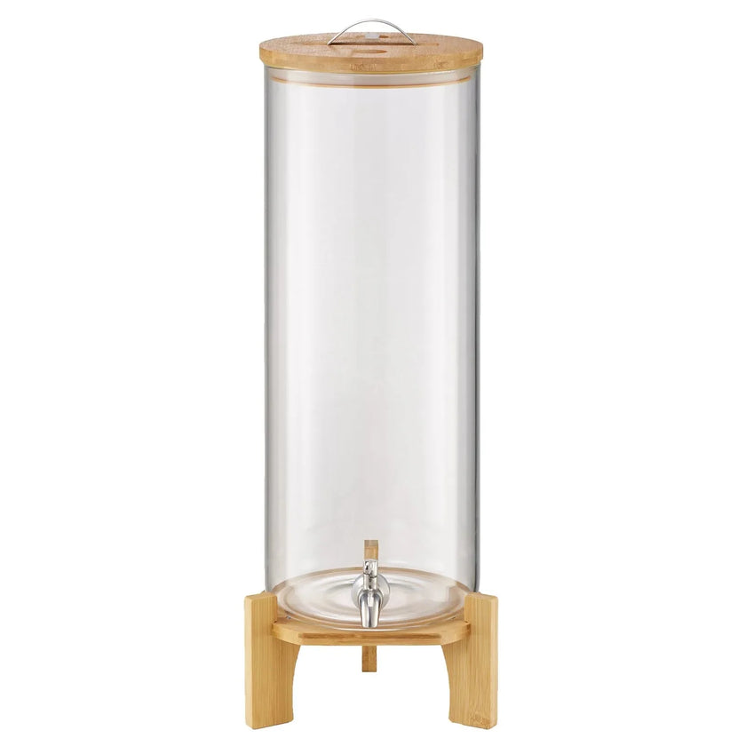 VEVOR Beverage Dispenser, 3.5 Gallon Drink Dispensers for Parties, Glass Juice Dispenser with Wood Stand, Stainless Steel Spigot, Iced Tea Lemonade Juice Water Dispensers for Parties